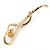 Polished Gold Plated Amber Coloured Crystal Fancy Brooch - 70mm Length - view 5