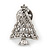 Small Diamante Holly Jolly Christmas Tree Brooch In Rhodum Plating - 25mm Length - view 2