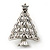 Small Diamante Holly Jolly Christmas Tree Brooch In Rhodum Plating - 25mm Length - view 4