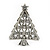 Small Diamante Holly Jolly Christmas Tree Brooch In Rhodum Plating - 25mm Length