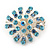 Small Light Blue Diamante Cluster Floral Brooch In Rhodium Plating - 25mm Width - view 4