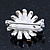 Small Light Blue Diamante Cluster Floral Brooch In Rhodium Plating - 25mm Width - view 3