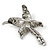 Vintage Inspired Textured Diamante Flower Brooch In Antique Silver Tone - 55mm Length - view 5