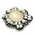 Vintage Inspired Pale Green Glass, Freshwater Pearl Oval Brooch In Antique Silver Tone - 48mm Width - view 3