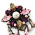 Vintage Inspired Multicoloured Simulated Pearl, Acrylic Bead Charm Brooch In Bronze Tone - 70mm Length - view 3