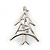 Small Contemporary Holly Jolly Christmas Tree Brooch In Rhodum Plating - 30mm Length - view 3