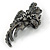Vintage Inspired Hematite Crystal Fancy 'Ribbon' Brooch In Gun Metal - 45mm Length - view 2