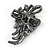Vintage Inspired Hematite Crystal Fancy 'Ribbon' Brooch In Gun Metal - 45mm Length - view 3