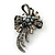 Vintage Inspired Hematite Crystal Fancy 'Ribbon' Brooch In Gun Metal - 45mm Length - view 9