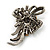 Vintage Inspired Hematite Crystal Fancy 'Ribbon' Brooch In Gun Metal - 45mm Length - view 11