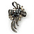 Vintage Inspired Hematite Crystal Fancy 'Ribbon' Brooch In Gun Metal - 45mm Length - view 12