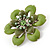Small Grass Green 'Flower' Brooch In Silver Tone - 30mm Diameter - view 2
