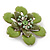 Small Grass Green 'Flower' Brooch In Silver Tone - 30mm Diameter - view 3