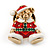 Tiny Christmas Teddy Bear Pin Brooch In Gold Plating - 20mm Length