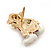 Tiny Christmas Teddy Bear Pin Brooch In Gold Plating - 20mm Length - view 2