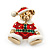 Tiny Christmas Teddy Bear Pin Brooch In Gold Plating - 20mm Length - view 4