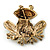 Funky Diamante 'Frog' Brooch In Burn Gold Tone - 38mm Length - view 4