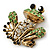 Funky Diamante 'Frog' Brooch In Burn Gold Tone - 38mm Length - view 2