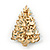 Vintage Inspired Holly Jolly Christmas Tree Brooch In Gold Plating - 55mm Length - view 5