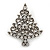 Vintage Inspired Holly Jolly Christmas Tree Brooch In Antique Silver Plating - 40mm Length - view 5