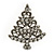 Vintage Inspired Holly Jolly Christmas Tree Brooch In Antique Silver Plating - 40mm Length