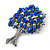 Sapphire Blue Coloured Crystal 'Tree Of Life' Brooch In Gun Metal Finish - 52mm Length - view 3