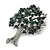 Dark Green Crystal 'Tree Of Life' Brooch In Gun Metal Finish - 52mm Length - view 2