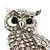 Rhodium Plated Crystal Owl Brooch - 40mm Length - view 3