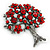 Siam Red Crystal 'Tree Of Life' Brooch In Gun Metal Finish - 52mm Length - view 7