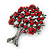 Siam Red Crystal 'Tree Of Life' Brooch In Gun Metal Finish - 52mm Length - view 8