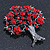 Siam Red Crystal 'Tree Of Life' Brooch In Gun Metal Finish - 52mm Length - view 5
