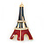 Dark Blue, Red Crystal 'Eiffel Tower' Brooch In Gold Plating - 60mm Length - view 4