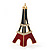 Dark Blue, Red Crystal 'Eiffel Tower' Brooch In Gold Plating - 60mm Length - view 2