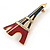 Dark Blue, Red Crystal 'Eiffel Tower' Brooch In Gold Plating - 60mm Length - view 3