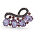 Contemporary Amethyst Oval Glass, Lavender Crystal Brooch In Rhodium Plating - 60mm Across - view 6