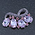 Contemporary Amethyst Oval Glass, Lavender Crystal Brooch In Rhodium Plating - 60mm Across - view 7