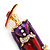 Elegant Lady Enamel Diamante Brooch In Gold Plating (Violet, Red) - 65mm Length - view 2