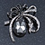 Victorian Style Black, Clear Swarovski Crystal 'Bow' Brooch In Gun Metal - 50mm Across - view 5