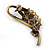 Vintage Inspired AB, Green Austrian Crystal 'Grapes' Brooch In Bronze Tone - 44mm Length - view 6