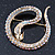 Gold Tone AB, Clear Crystal Coiled Snake Brooch - 40mm Width - view 2