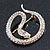 Gold Tone AB, Clear Crystal Coiled Snake Brooch - 40mm Width - view 3