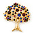 Multicoloured Crystal 'Tree Of Life' Brooch In Gold Plated Metal - 52mm L - view 6