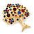 Multicoloured Crystal 'Tree Of Life' Brooch In Gold Plated Metal - 52mm L - view 3
