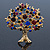 Multicoloured Crystal 'Tree Of Life' Brooch In Gold Plated Metal - 52mm L - view 4
