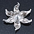 Silver Plated Textured, Crystal, Simulated Pearl 'Flower' Brooch - 55mm Width - view 4