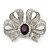 Large Clear Crystal, Purple CZ 'Bow' Brooch In Rhodium Plating - 70mm Length - view 7