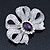 Large Clear Crystal, Purple CZ 'Bow' Brooch In Rhodium Plating - 70mm Length - view 2