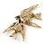 Gold Plated Crystal Double Swallow Brooch - 70mm Width - view 7