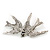 Rhodium Plated Crystal Double Swallow Brooch - 70mm Width - view 2
