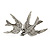 Rhodium Plated Crystal Double Swallow Brooch - 70mm Width - view 3